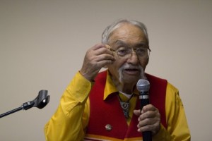 My uncle, Albert Smith, lecturing at the public event my class hosted in 2011 (photo by David Carter)